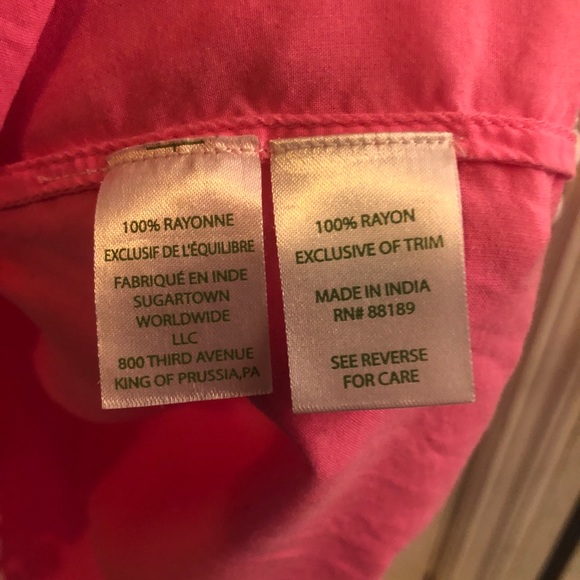 Lilly Pulitzer/XS/ Enna Off-Shoulder Top, Pink & white pom pom trim, 3/4 sleeves - Picture 5 of 6